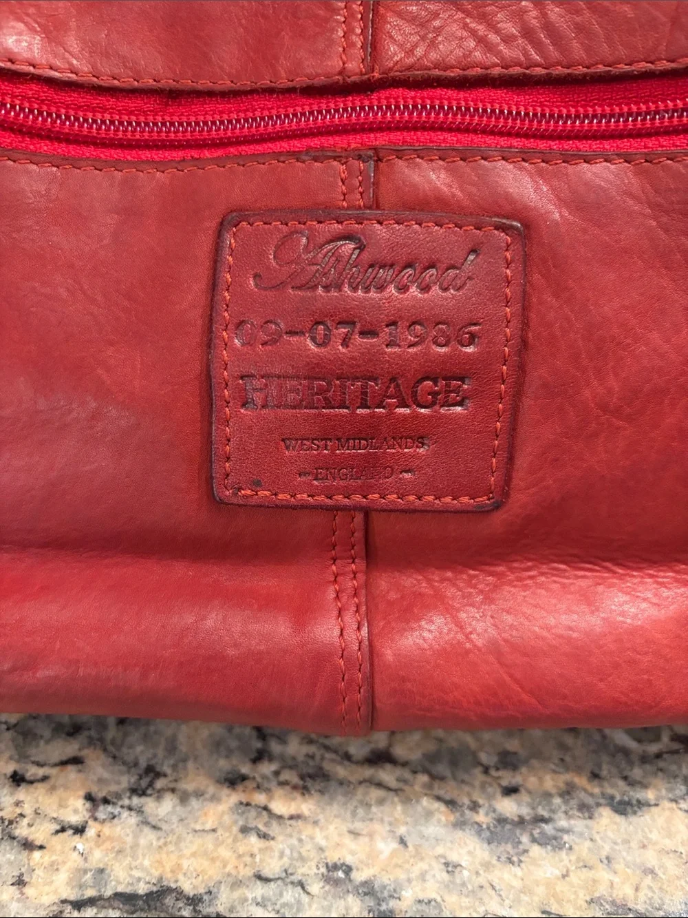 Ashwood Heritage Genuine Leather Red Woven Shoulder Bag Purse